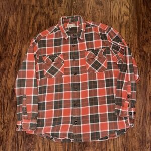 DULUTH TRADING Men's Plaid Button Front Thick Flannel Shirt XL